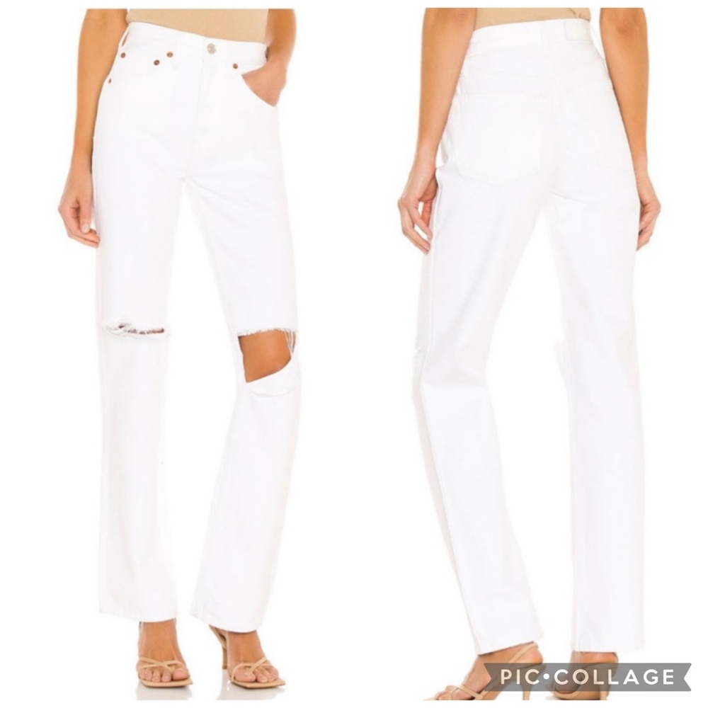 RE/DONE 90s High Rise Loose Jeans in White Size 25